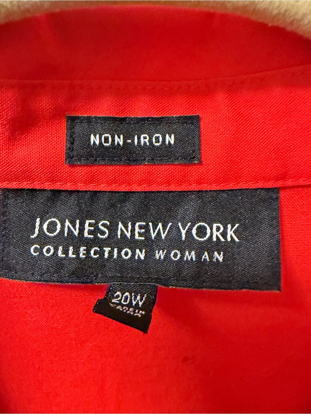 Jones New York Collection Woman Non Iron Red Button-Front Blouse Size 20W Plus - Picture 6 of 8